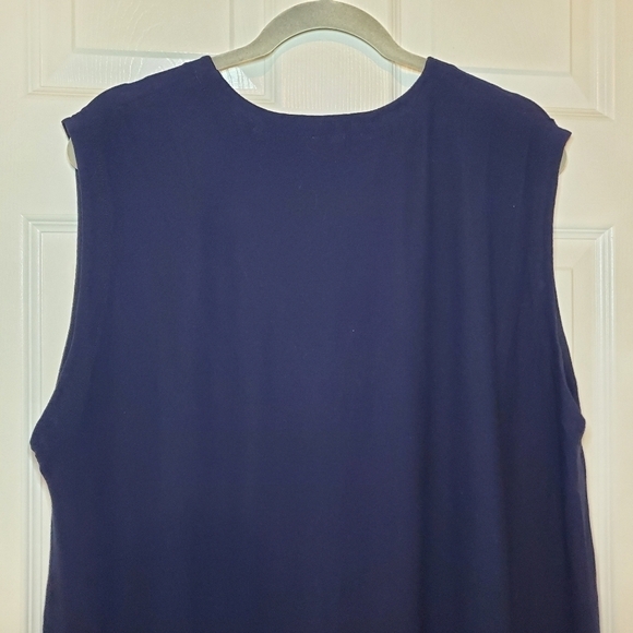 EILEEN FISHER Dress L Washable Stretch CrepeJumper V-Neck Sleeveless Navy Blue - Picture 6 of 12
